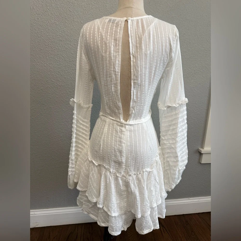 Balloon Sleeve Layered Ruffle‎ Hem Dress Size Small - Picture 6 of 9